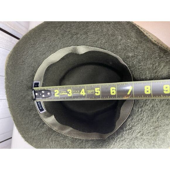 Halston 1970's Green Vintage Women’s Soft Retro Plush Rim Hat 70s Disco Boho - Picture 5 of 5